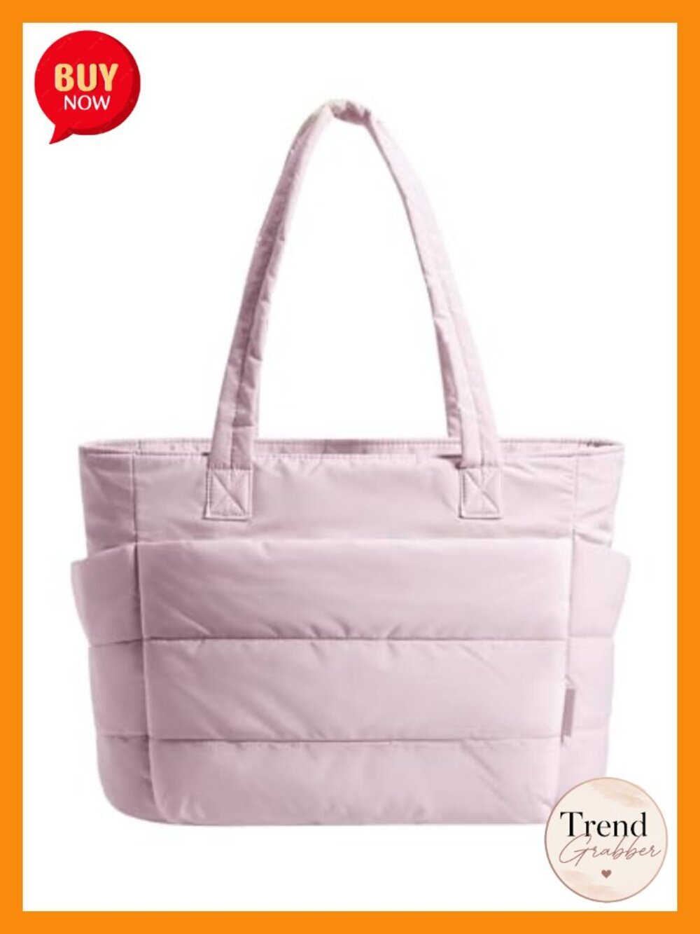 Lightweight Puffy Tote Bag with Compartments Shoulder Handbag for Travel Work